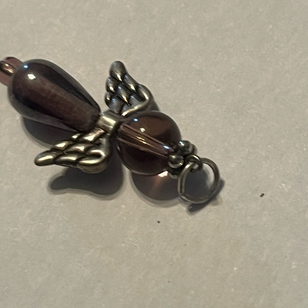 Silver and Purple Angel Bead Pendant